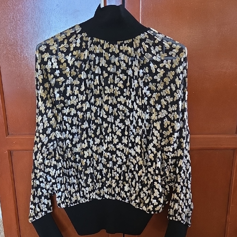 Tory Burch Black and Gold Patterned Top - Picture 2 of 5